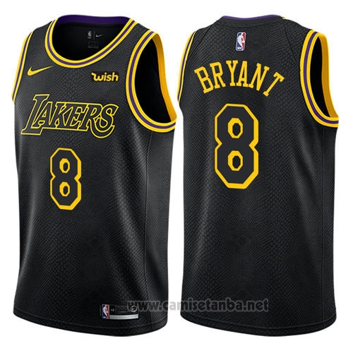 Camiseta Los Angeles Lakers Kobe Bryant #8 Ciudad 2017-18 Negro